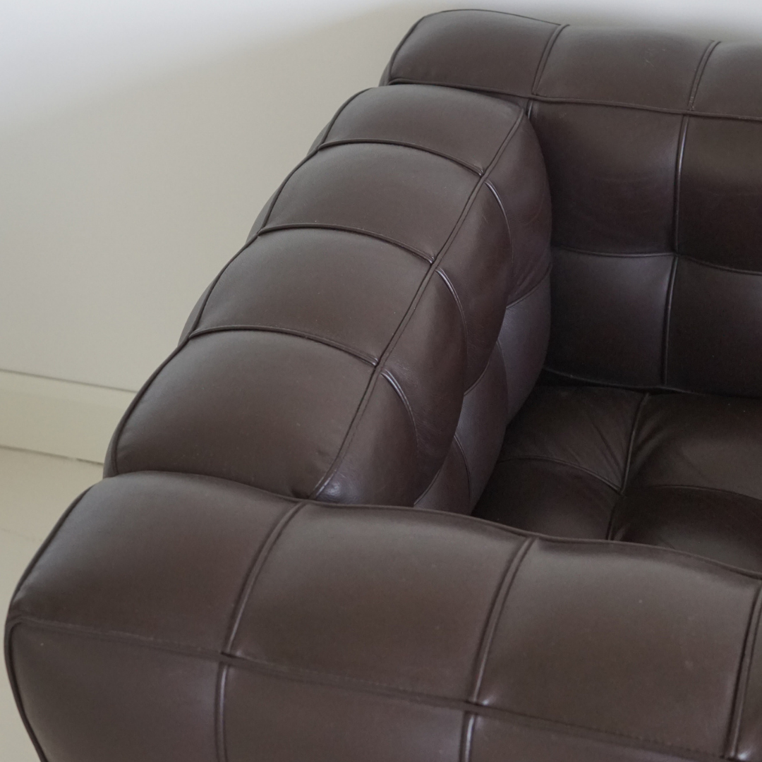 Dark Brown Genuine Leather Kubus Armchair