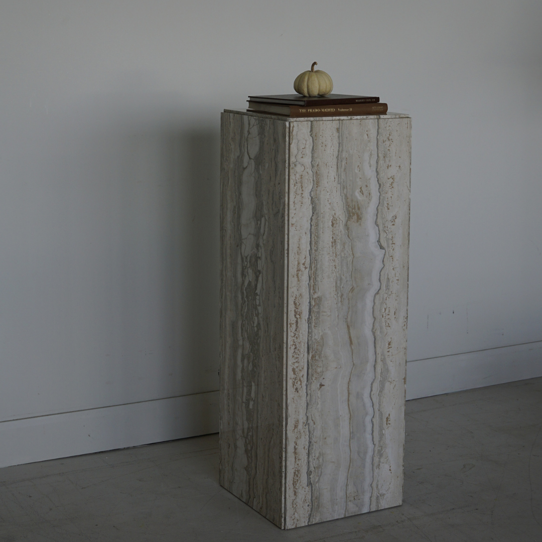 Vintage Travertine Pedestal/Side Table