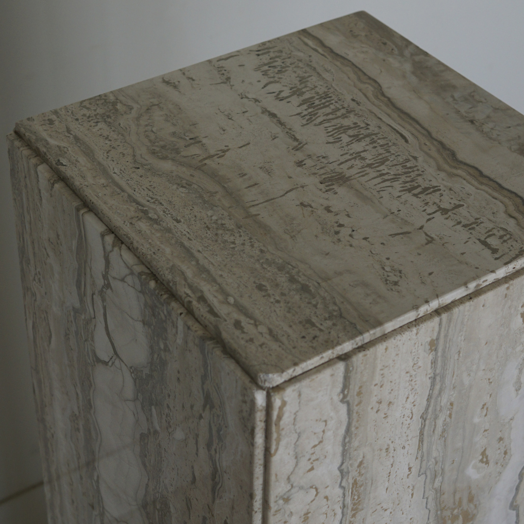 Vintage Travertine Pedestal/Side Table