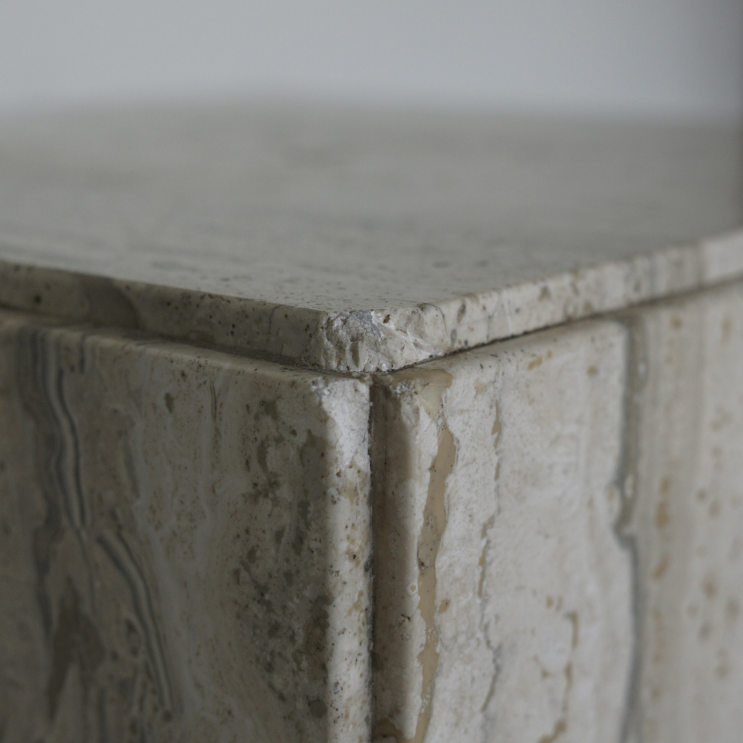 Vintage Travertine Pedestal/Side Table