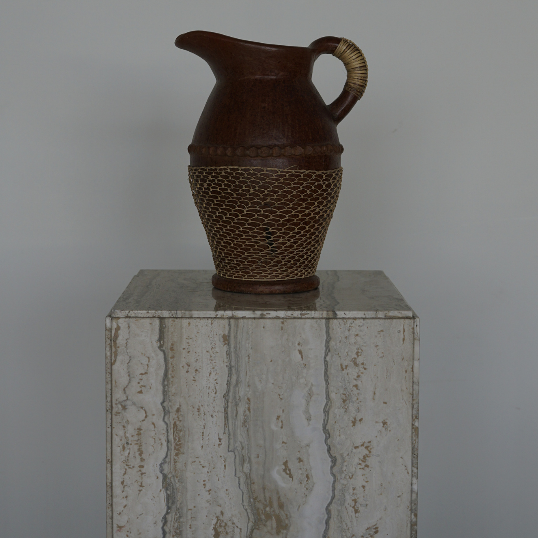 Vintage Travertine Pedestal/Side Table