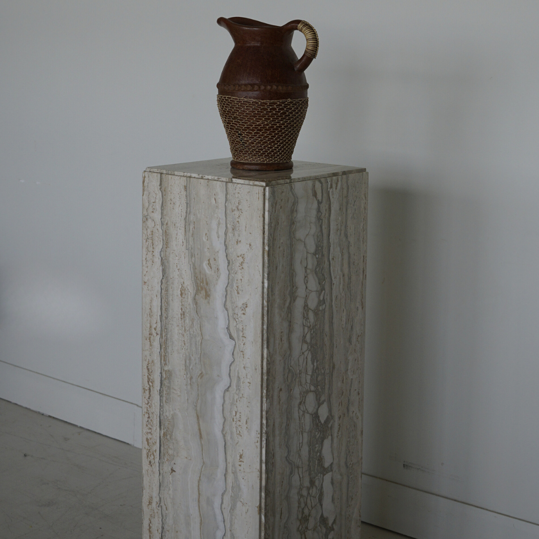 Vintage Travertine Pedestal/Side Table