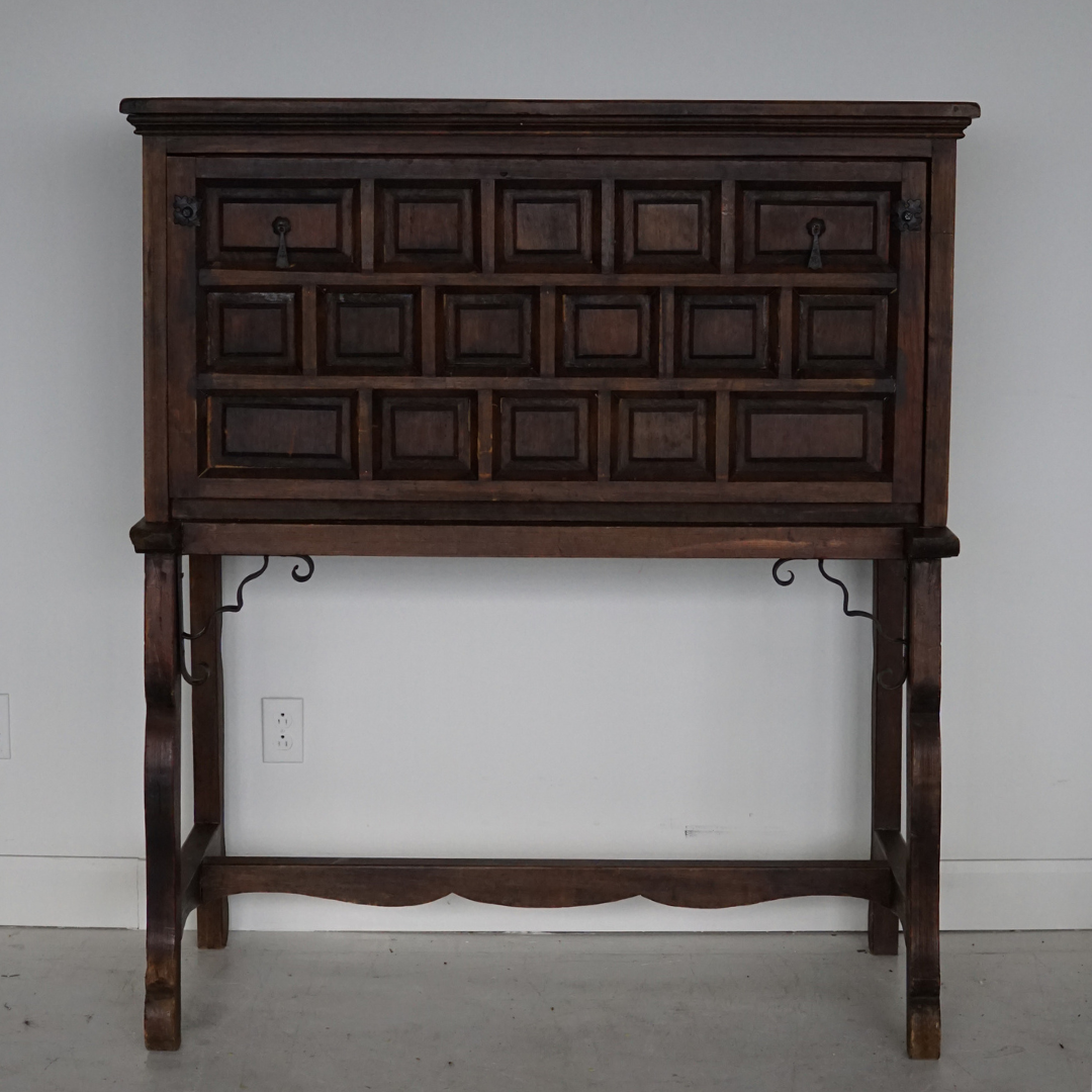 Spanish Fall-Front Walnut Secretary/Desk, 1950's