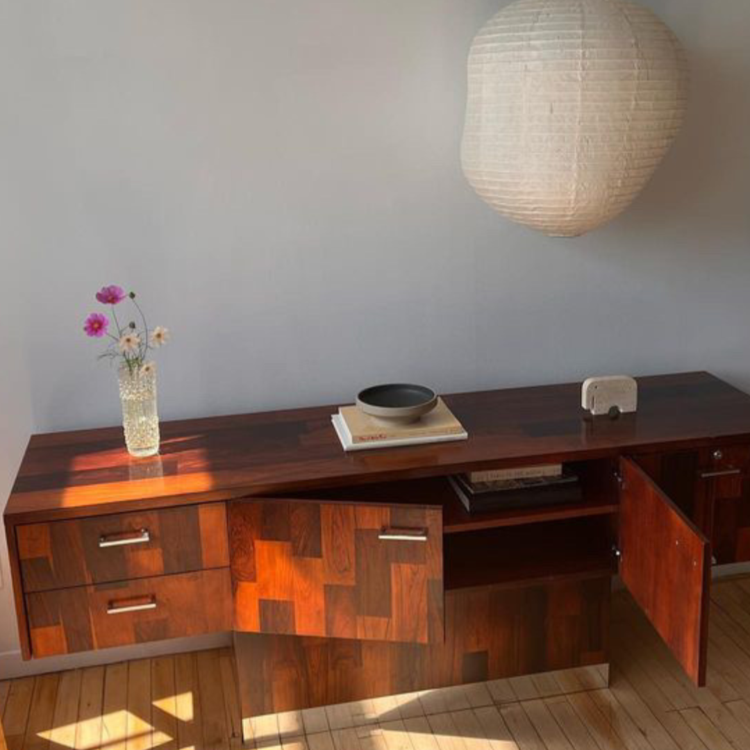 Rosewood Credenza with Chrome Details by Elite Interiors, Montreal, 1960's