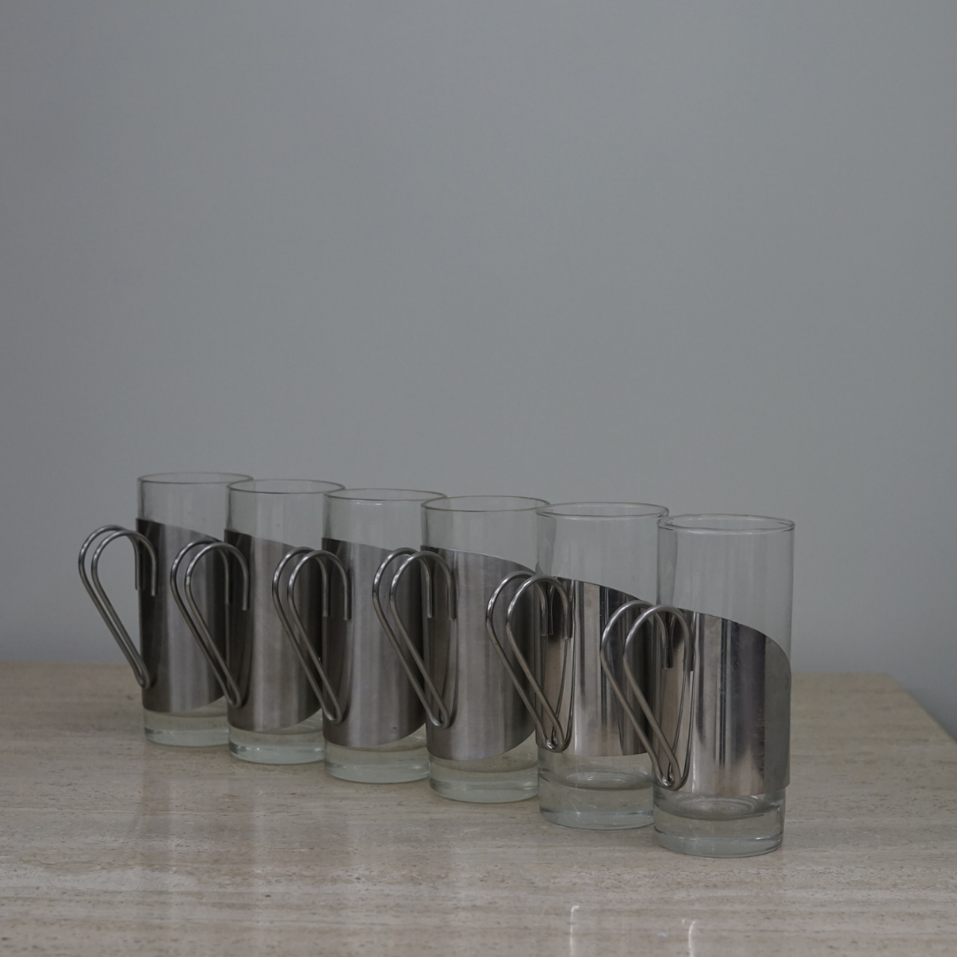 Set of 6 Tall Danish Irish Coffee Glasses from the 1980s