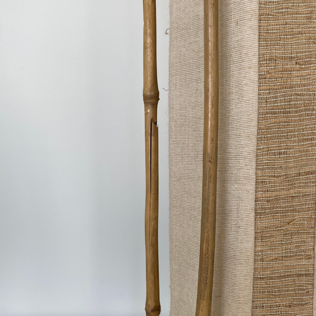 Cotton Canvas Shade and Bamboo Floor Lamp in the style of Louis Sognot