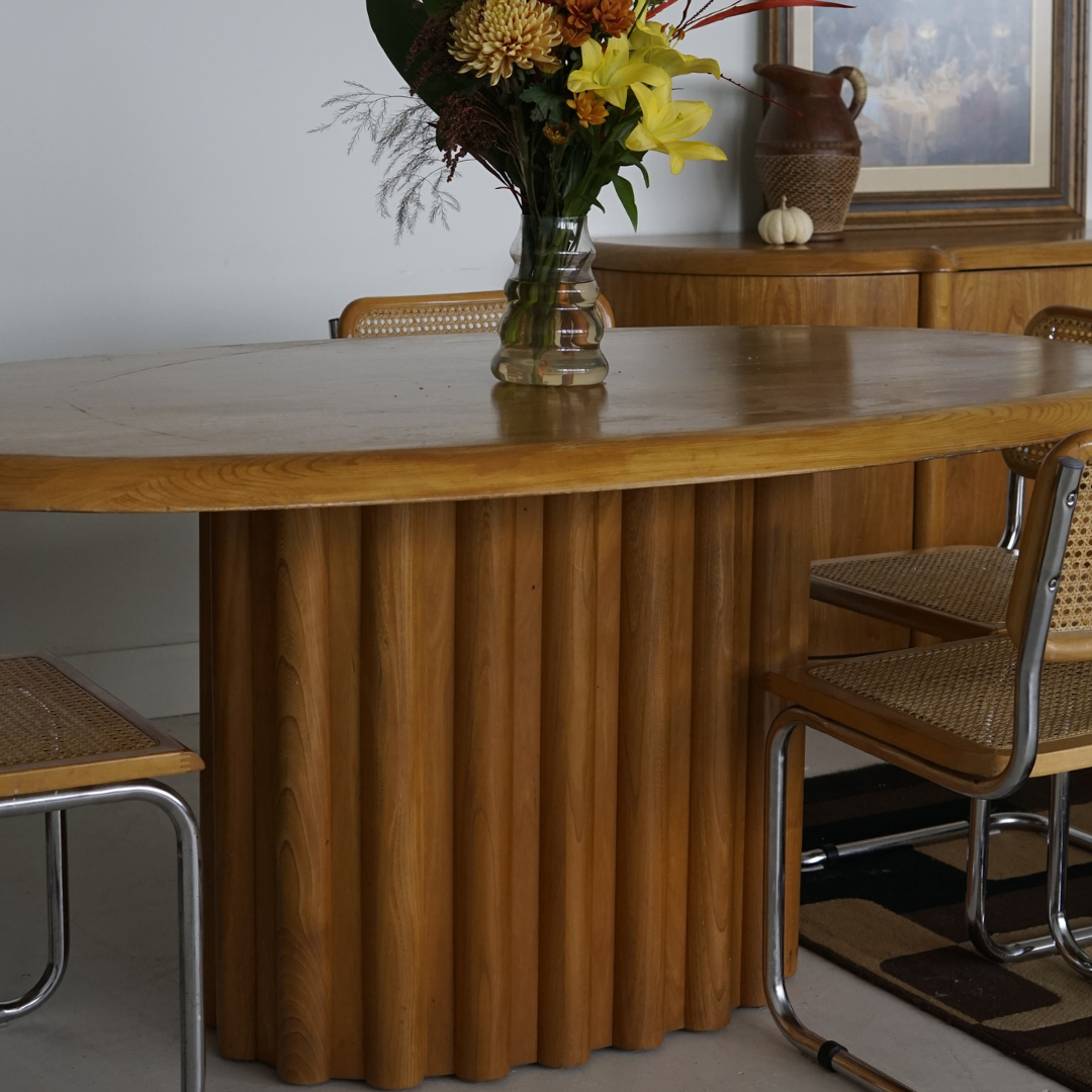 Large Sculptural Oak Dining Table by Meubles B. Brouillet Inc., 1986