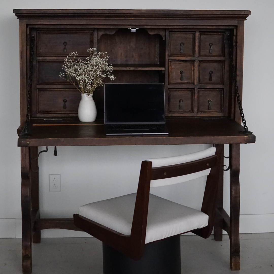 Spanish Fall-Front Walnut Secretary/Desk, 1950's