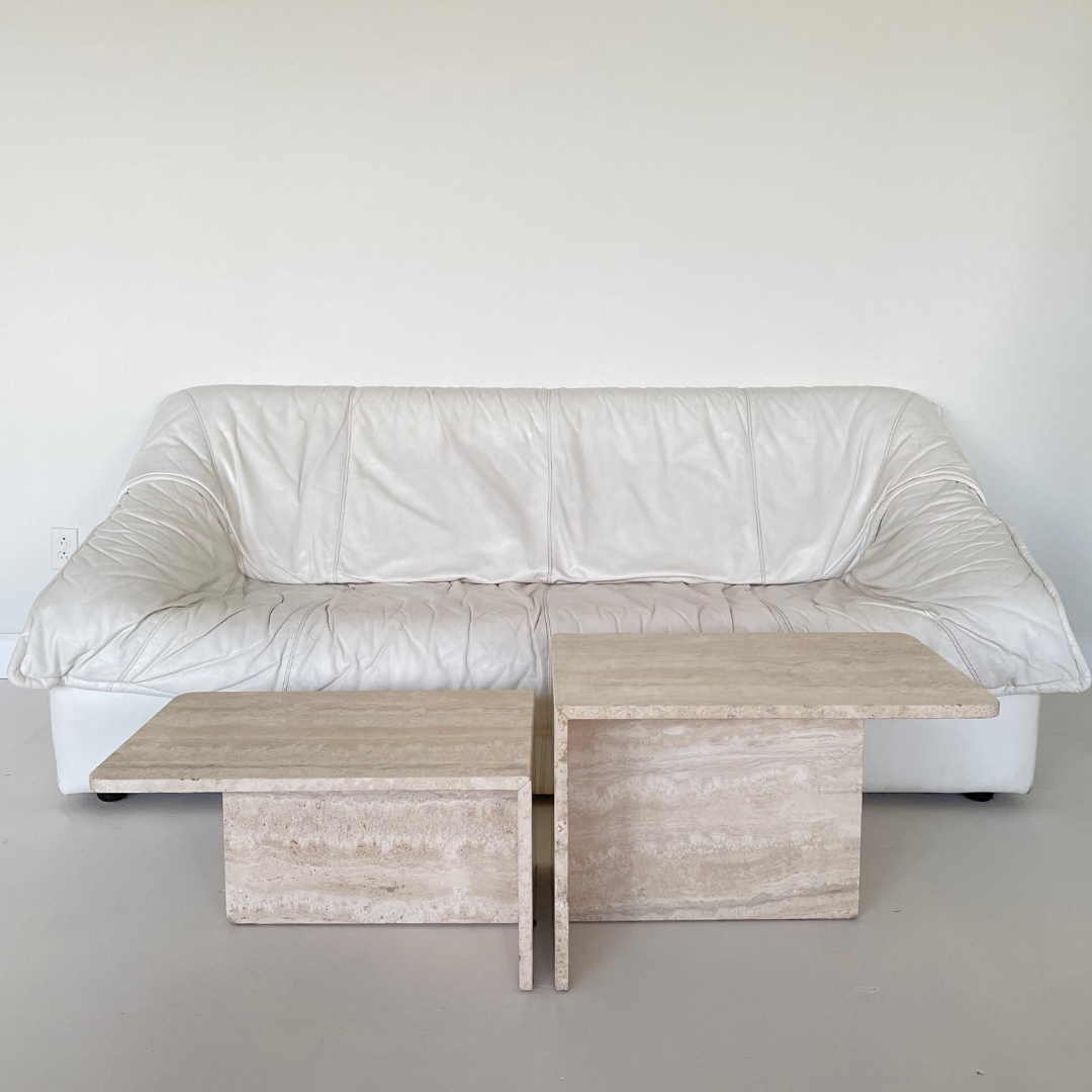 Vintage Travertine Coffee Table Set (S/2)