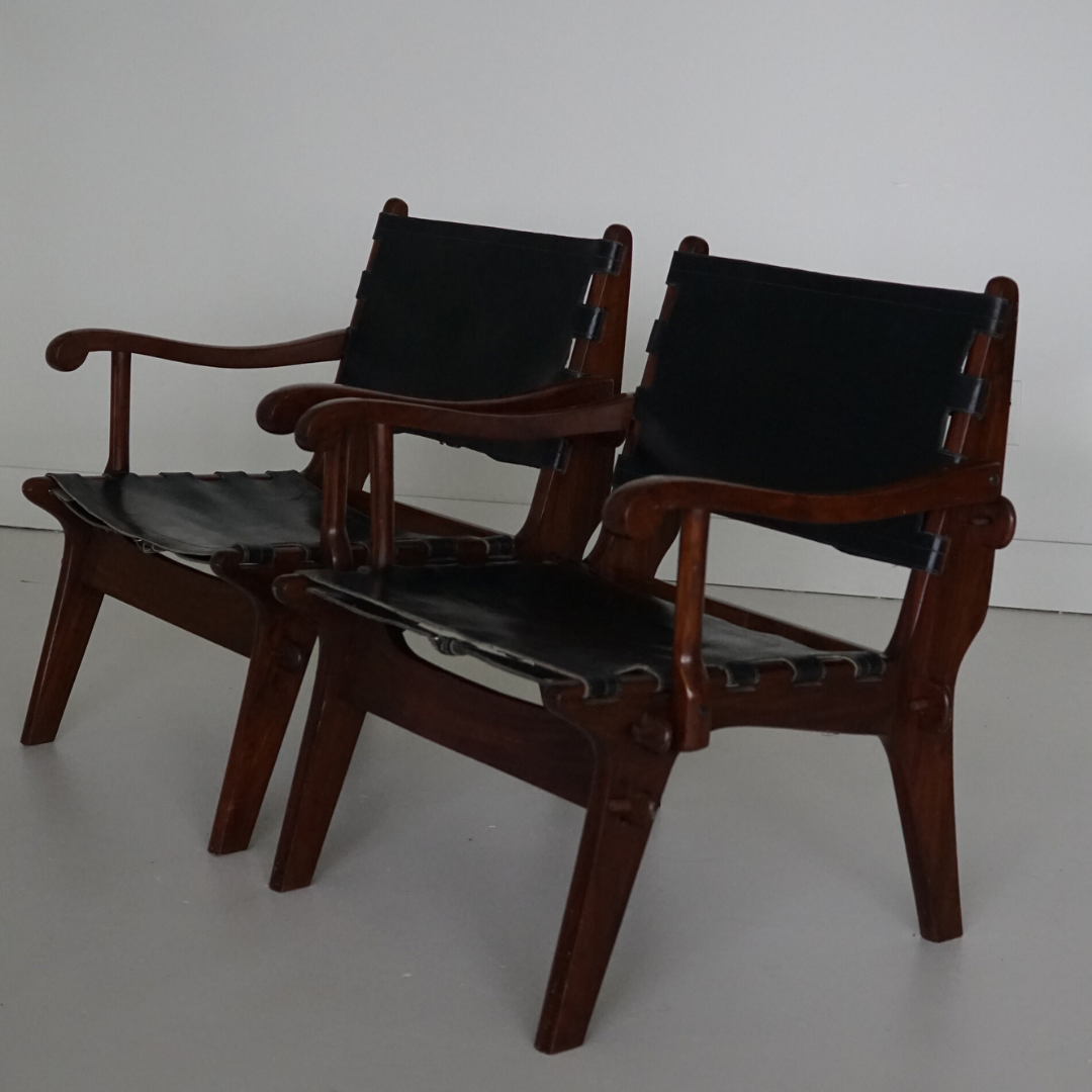 Rare Rosewood Safari Chairs by Angel Pazmino for Muebles de Estilo, Ecuador, 1960's