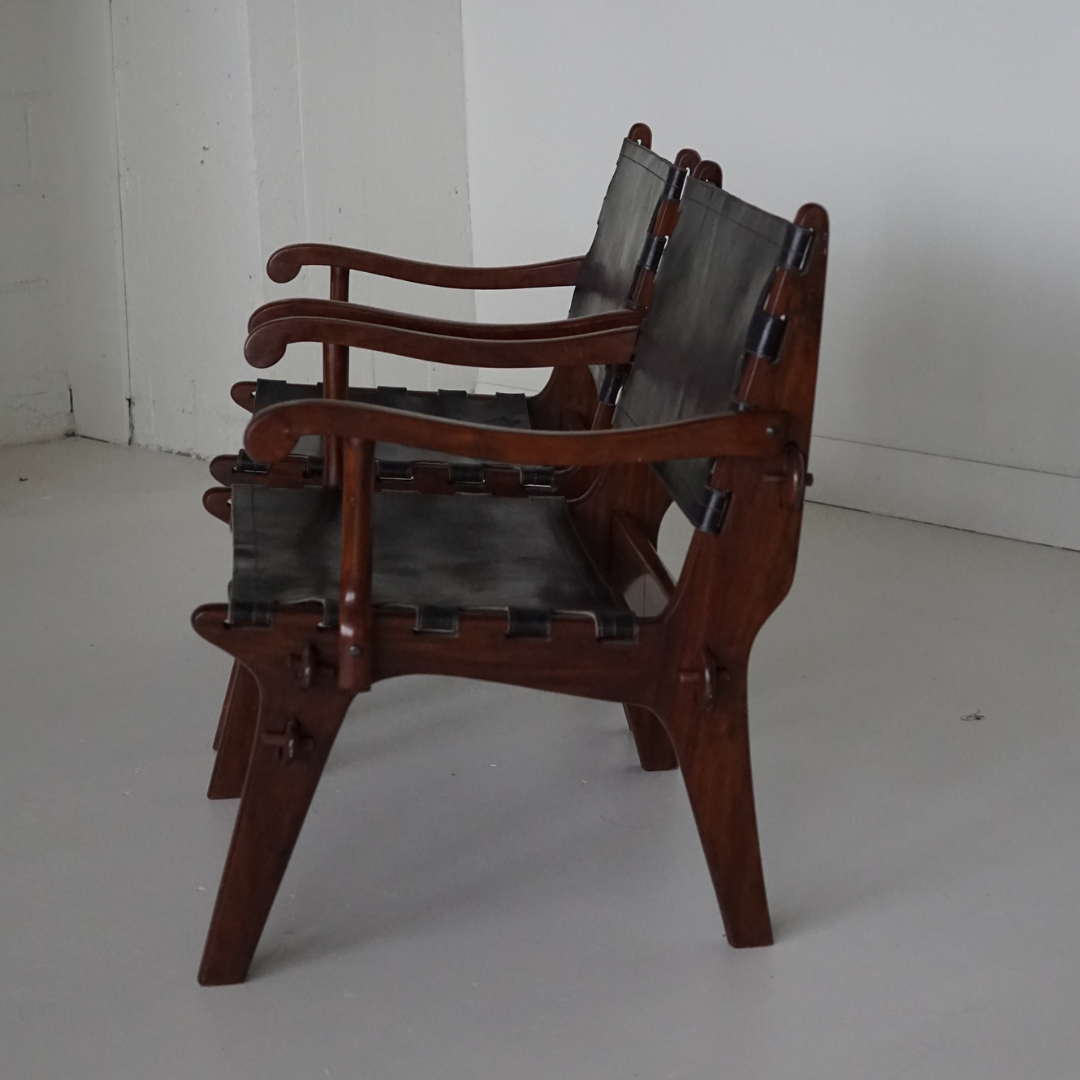 Rare Rosewood Safari Chairs by Angel Pazmino for Muebles de Estilo, Ecuador, 1960's