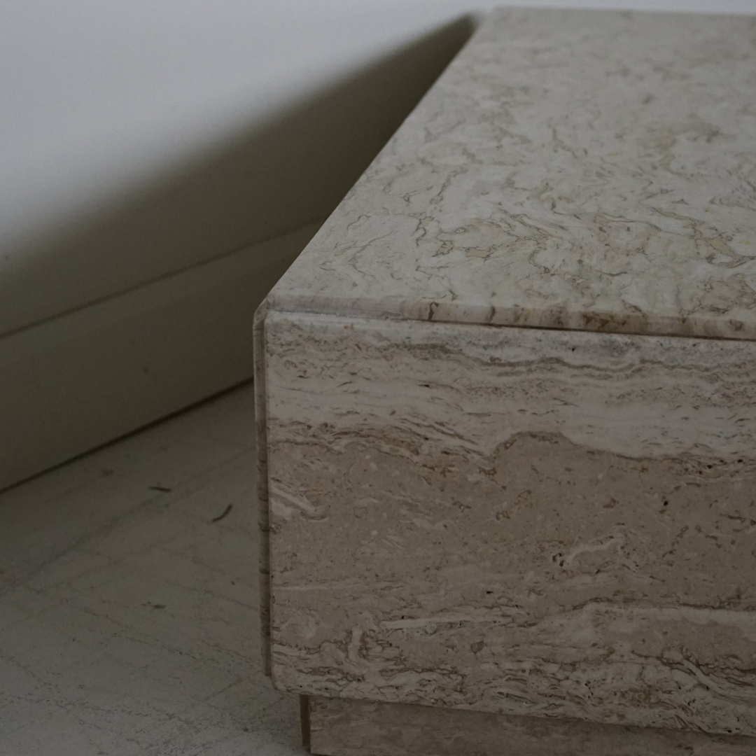 Vintage Travertine Square Block Coffee Table