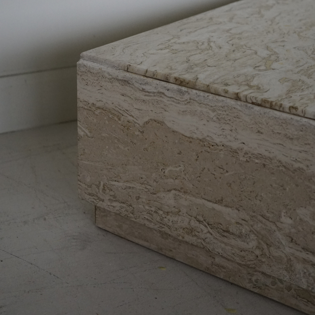 Vintage Travertine Square Block Coffee Table