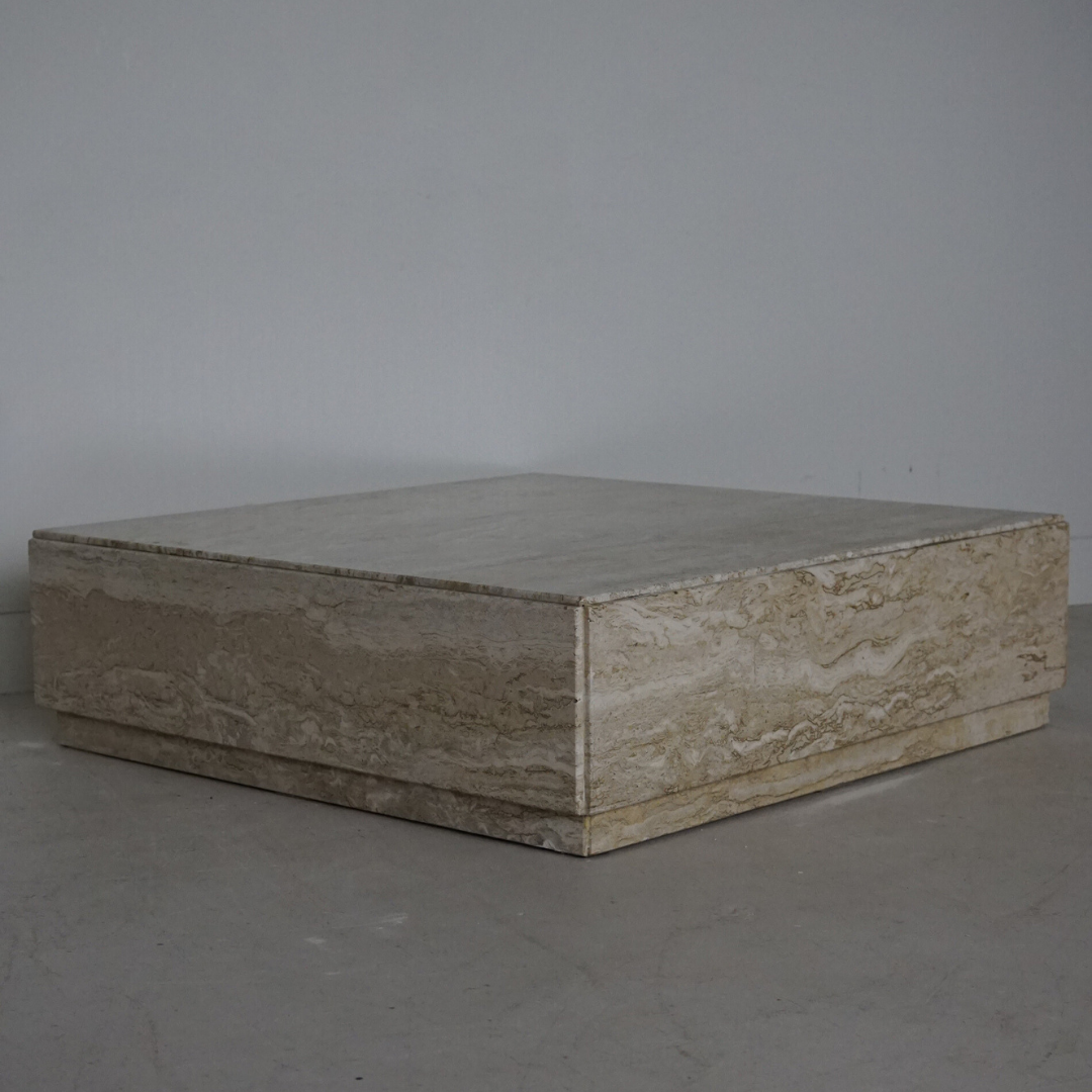 Vintage Travertine Square Block Coffee Table