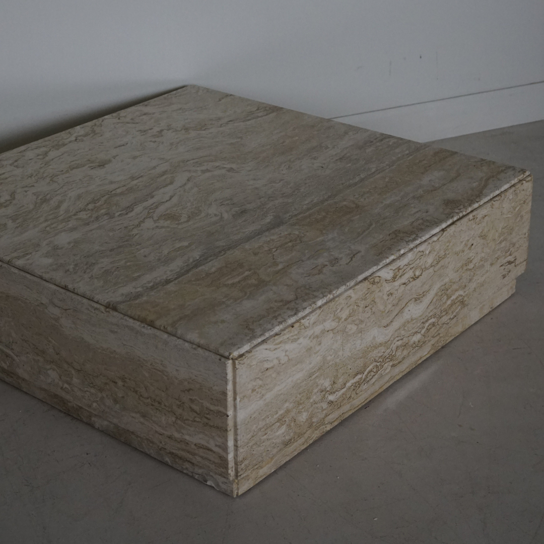 Vintage Travertine Square Block Coffee Table