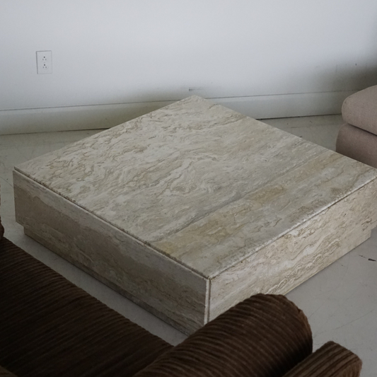 Vintage Travertine Square Block Coffee Table