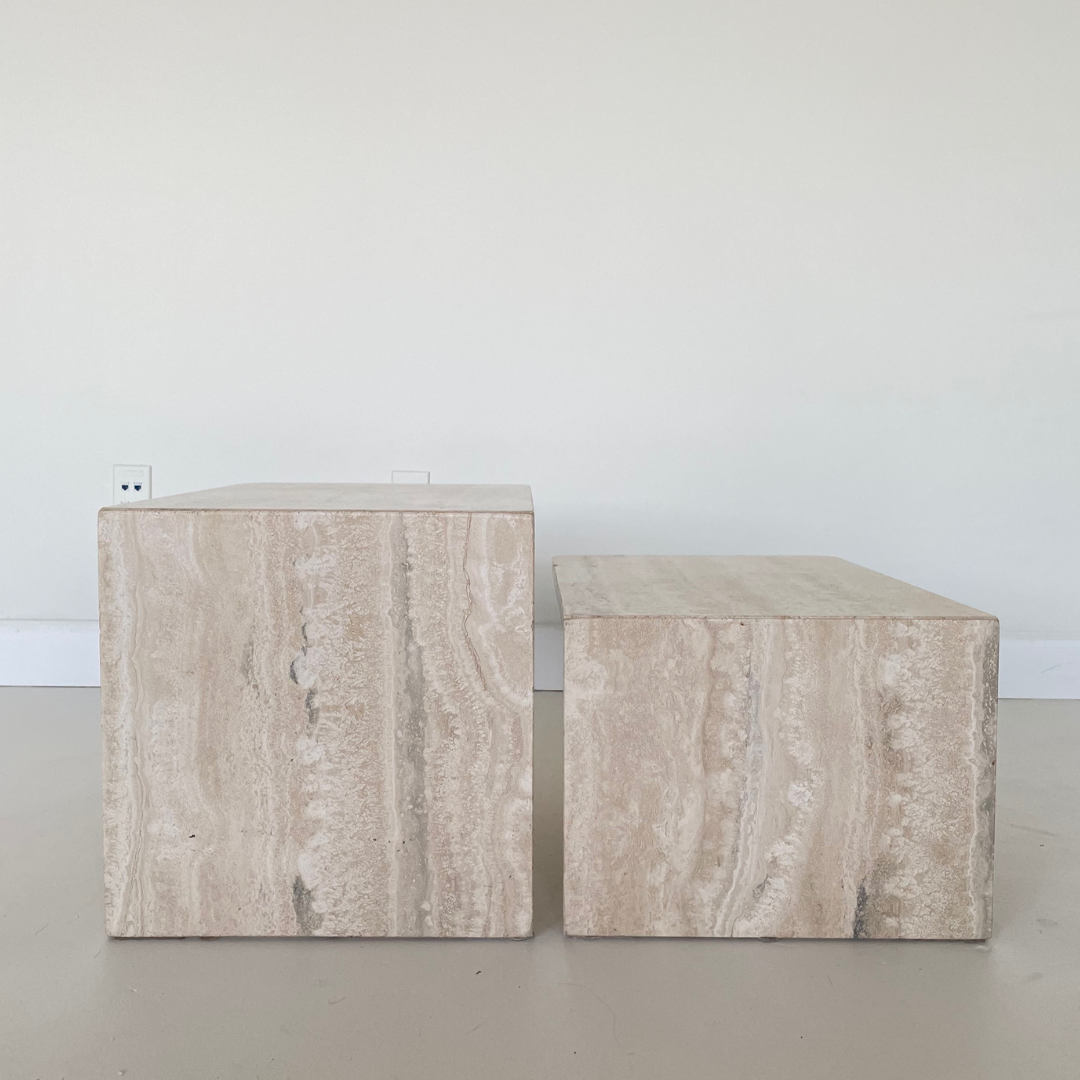 Vintage Travertine Coffee Table Set (S/2)