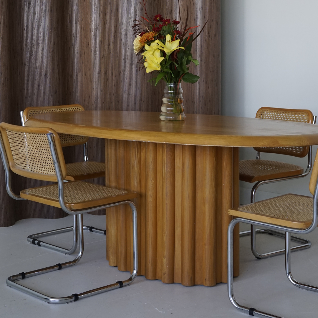 Large Sculptural Oak Dining Table by Meubles B. Brouillet Inc., 1986