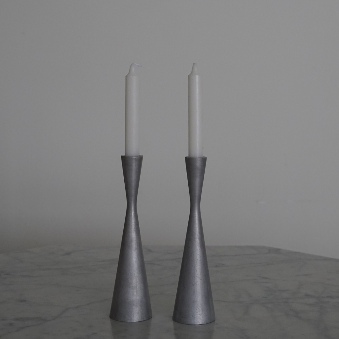 Set of 2 Vintage Hourglass Taper Candleholders