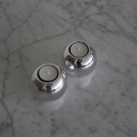 Aluminum round candlesticks Candleholders, Pair (2)