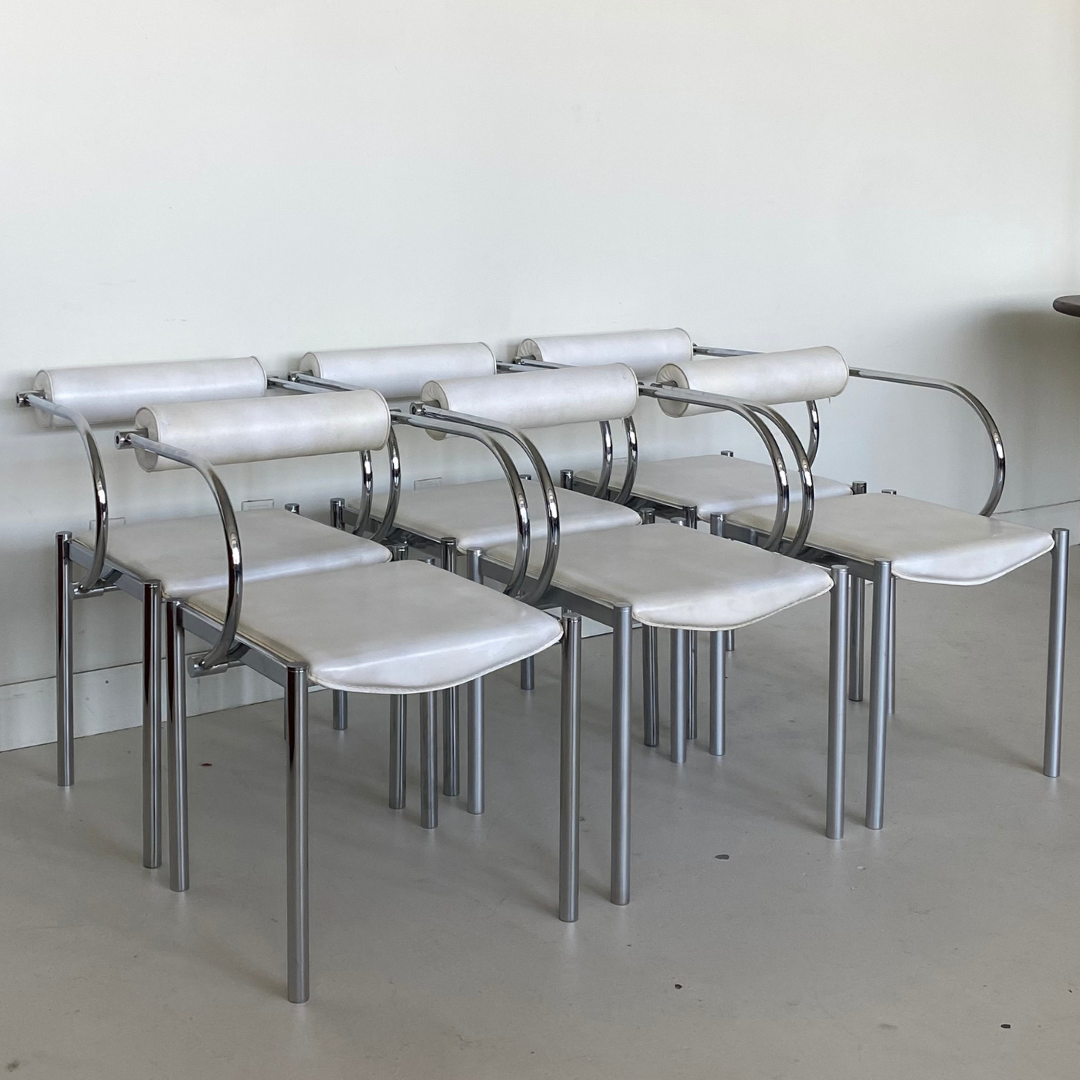 White Postmodern Tubular Dining Chairs