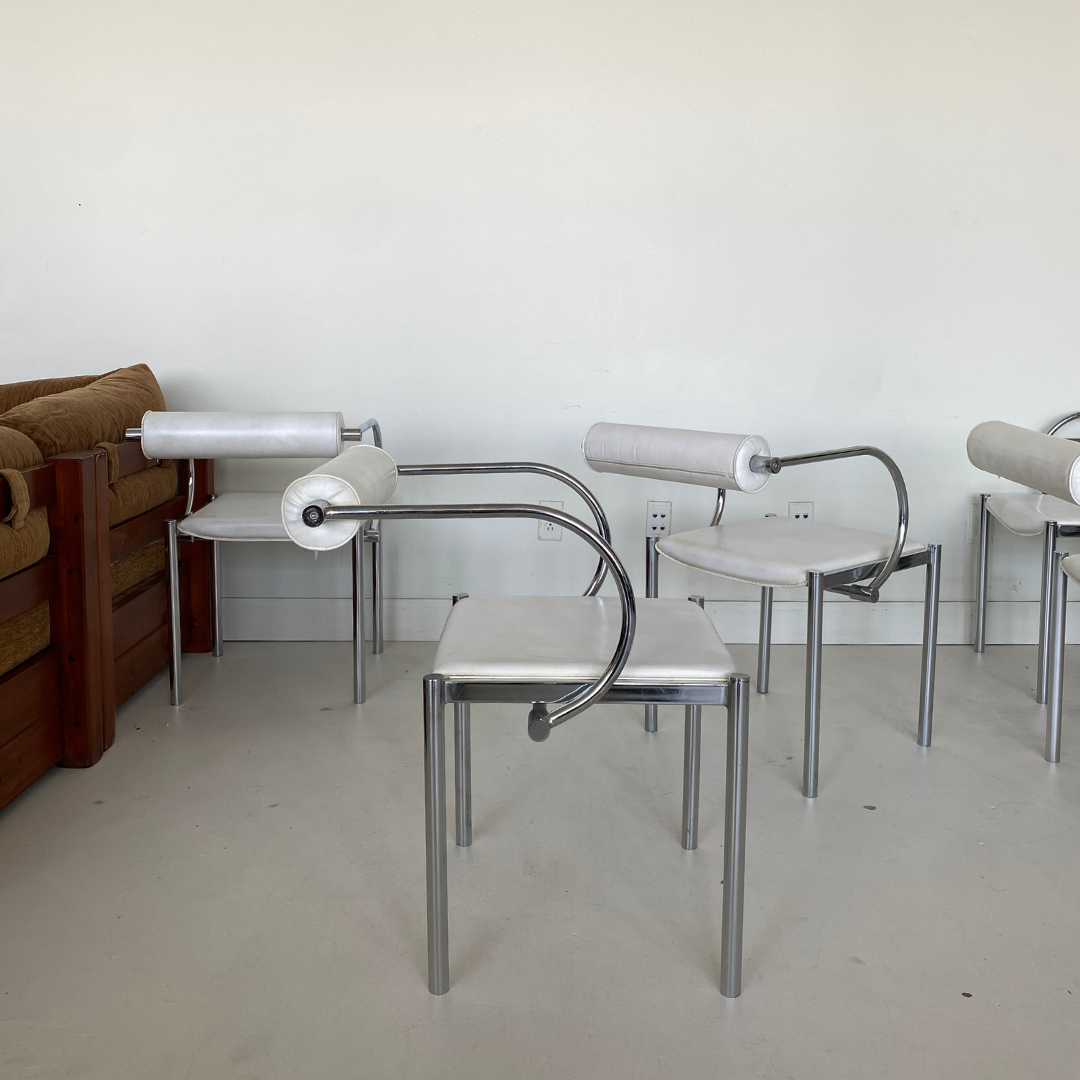 White Postmodern Tubular Dining Chairs