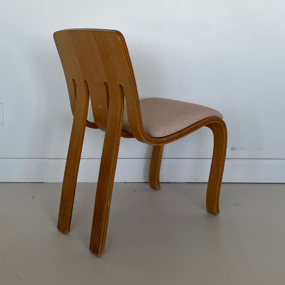 Rare  First Edition "The Danko Chair Without Arms" Laminated Oak Plywood Dining Chairs by Peter Danko, 1970s, Set of 4