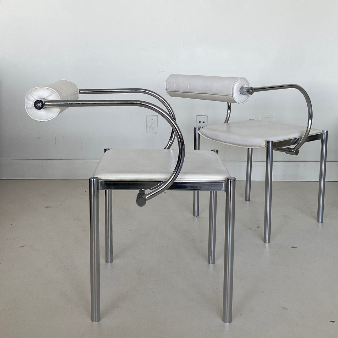 White Postmodern Tubular Dining Chairs