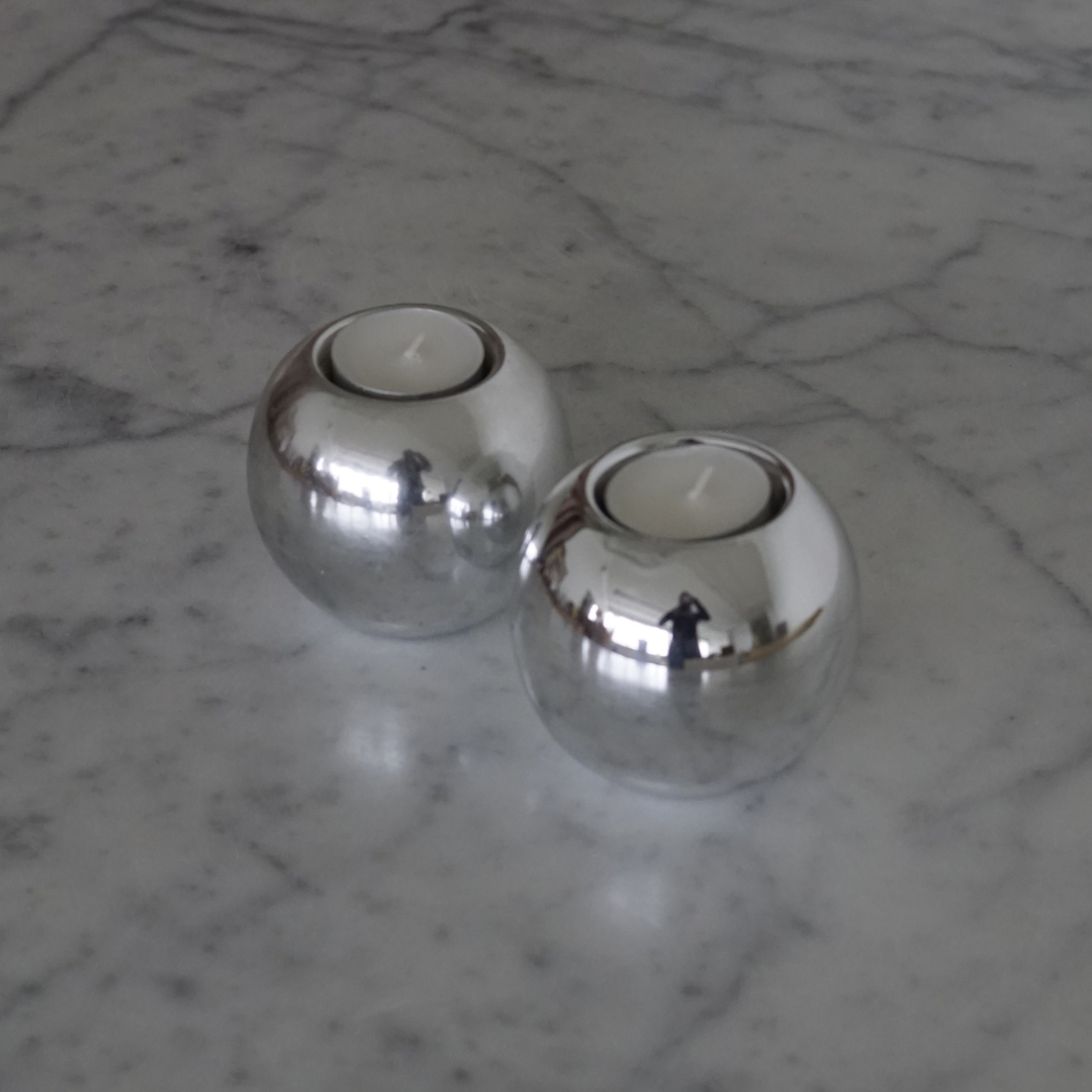 Aluminum round candlesticks Candleholders, Pair (2)