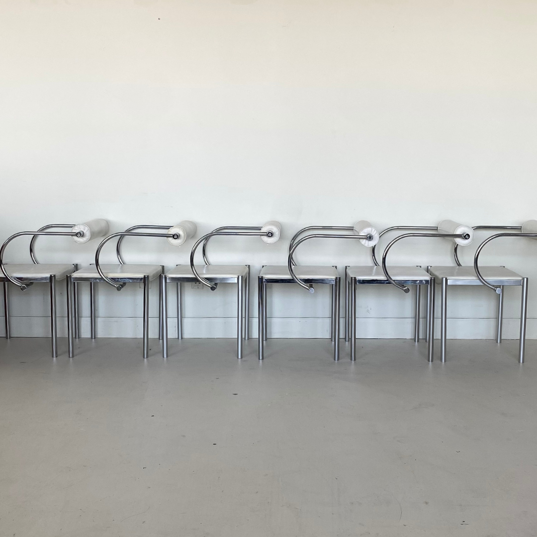 White Postmodern Tubular Dining Chairs