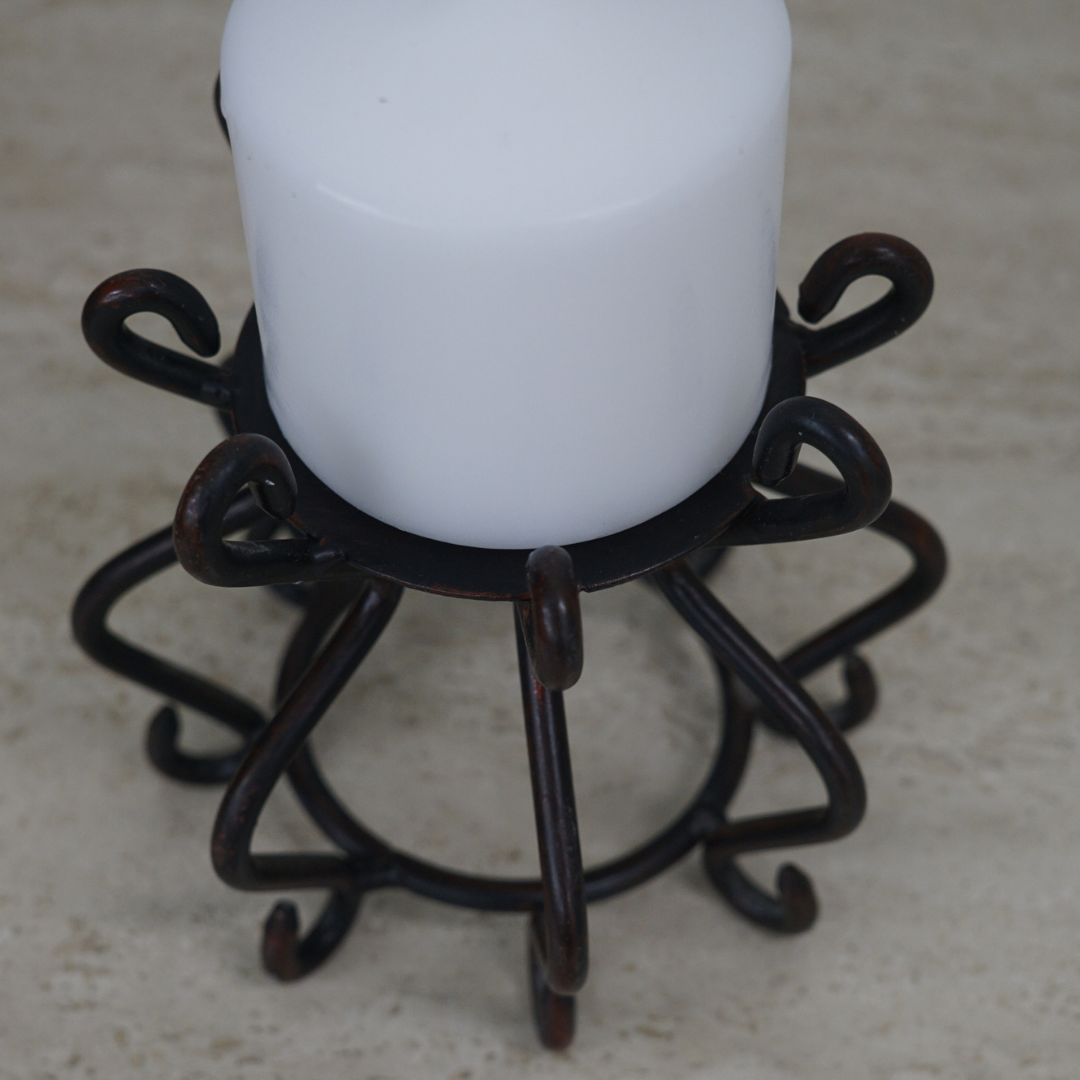 Biomorphic Cast Iron Candle Holder