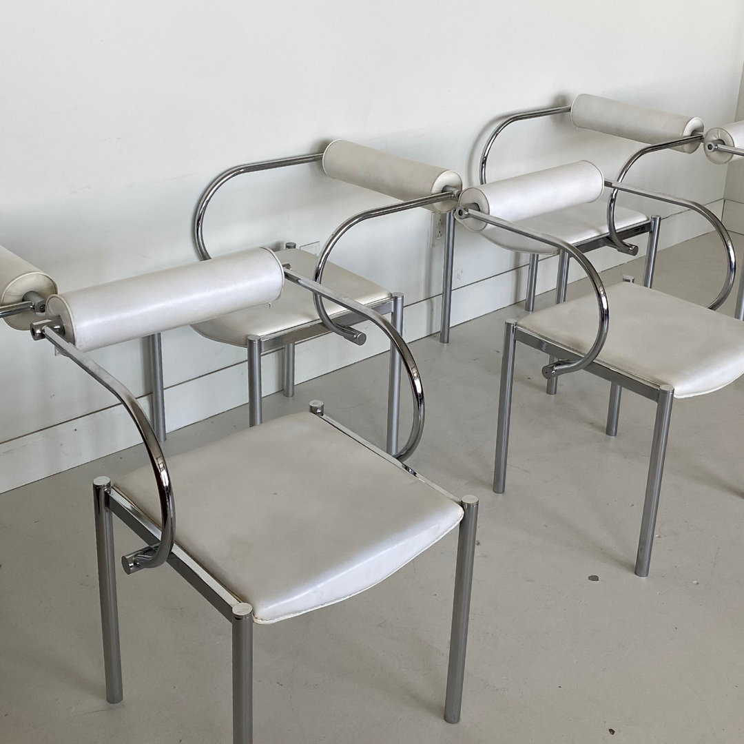 White Postmodern Tubular Dining Chairs