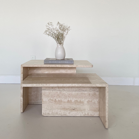 Vintage Travertine Coffee Table Set (S/2)