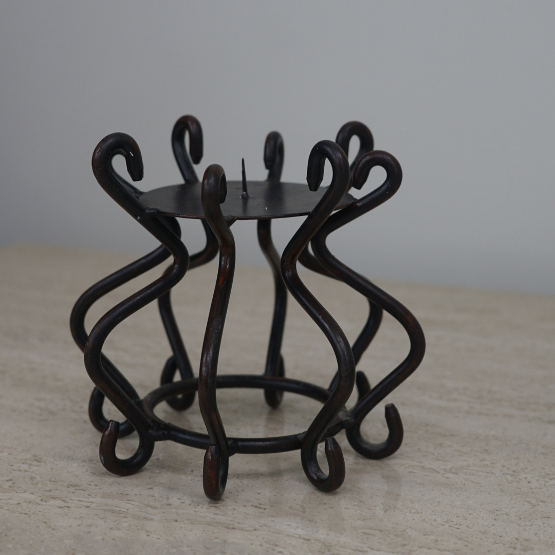 Biomorphic Cast Iron Candle Holder