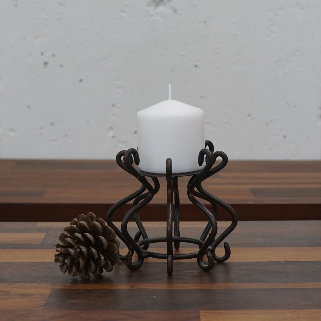 Biomorphic Cast Iron Candle Holder