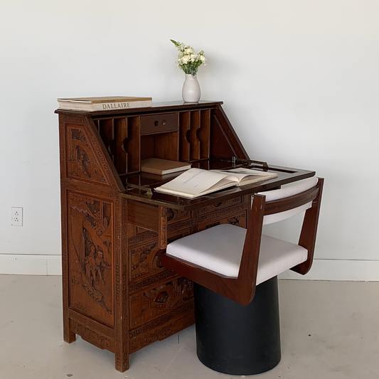 Hand Carved Chinese Secretary Desk, 1960's