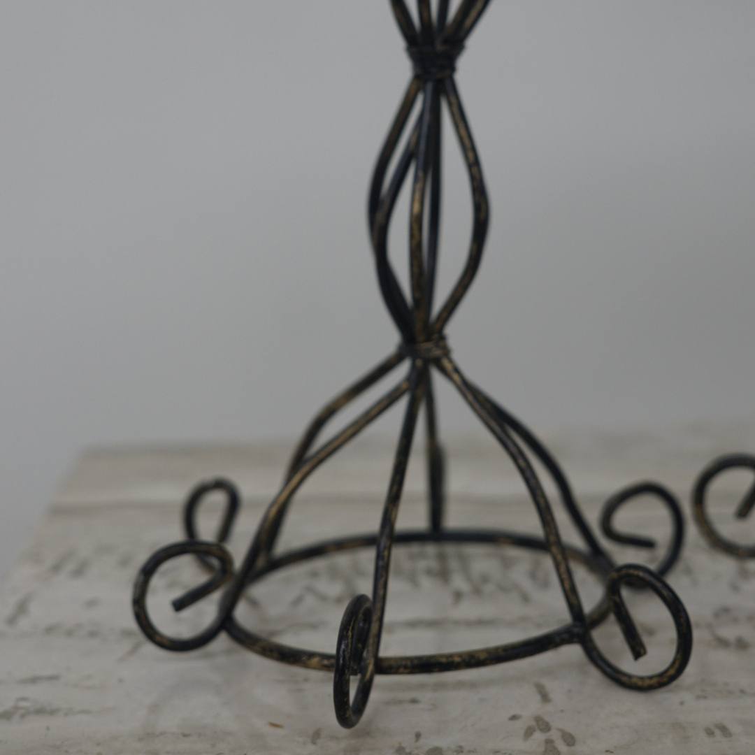 Set of 2 Cast Iron Biomorphic Candlesticks