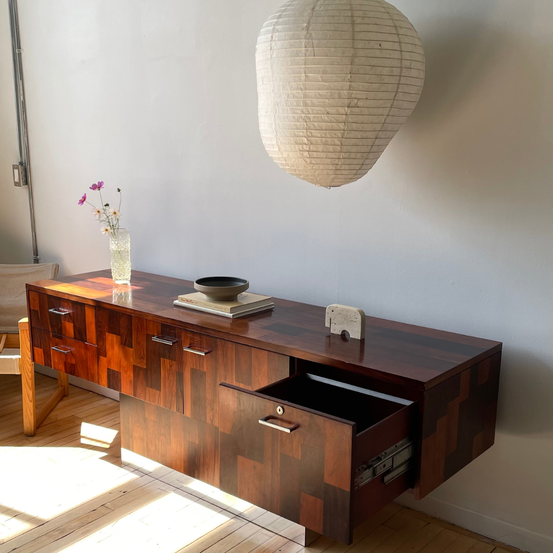 Rosewood Credenza with Chrome Details by Elite Interiors, Montreal, 1960's