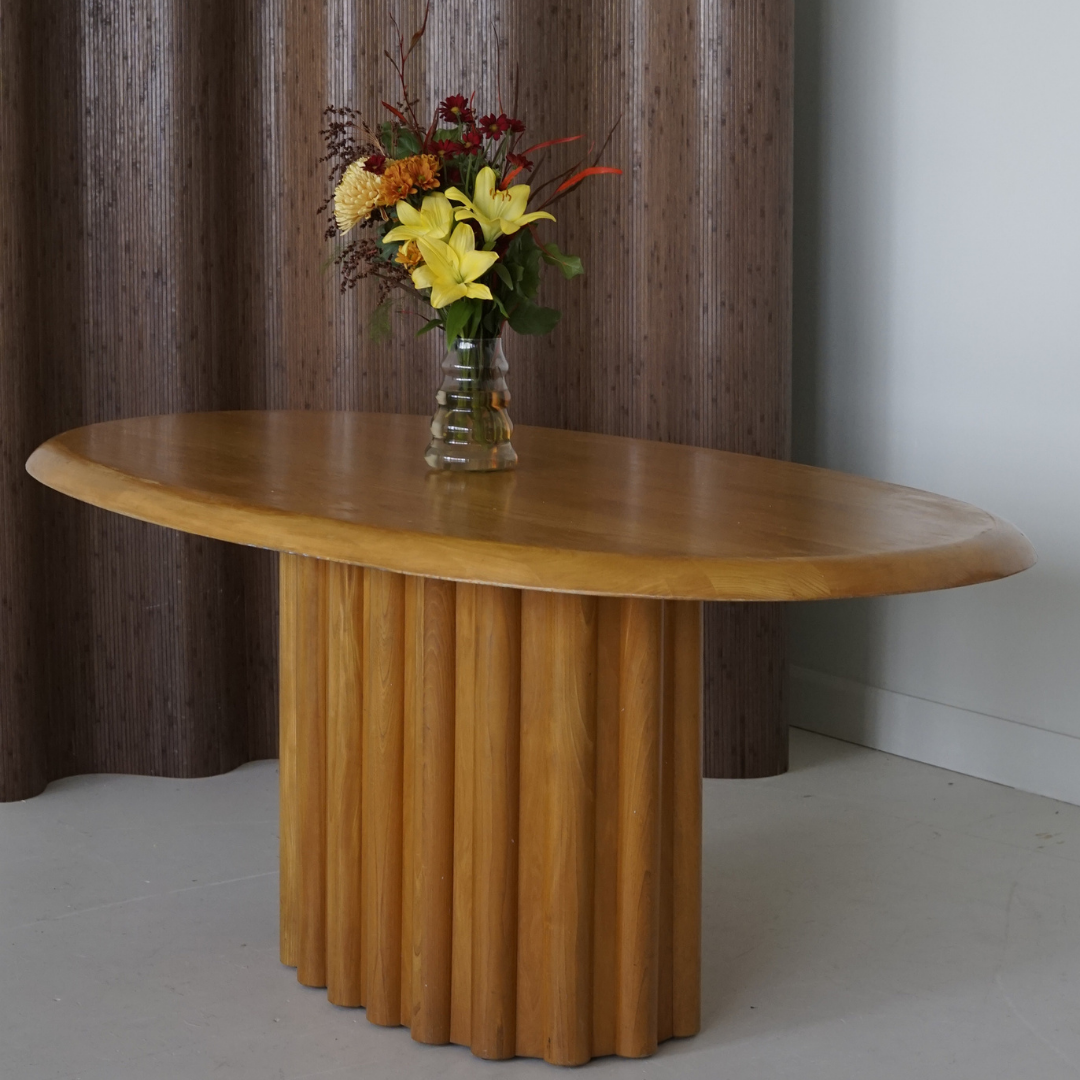 Large Sculptural Oak Dining Table by Meubles B. Brouillet Inc., 1986