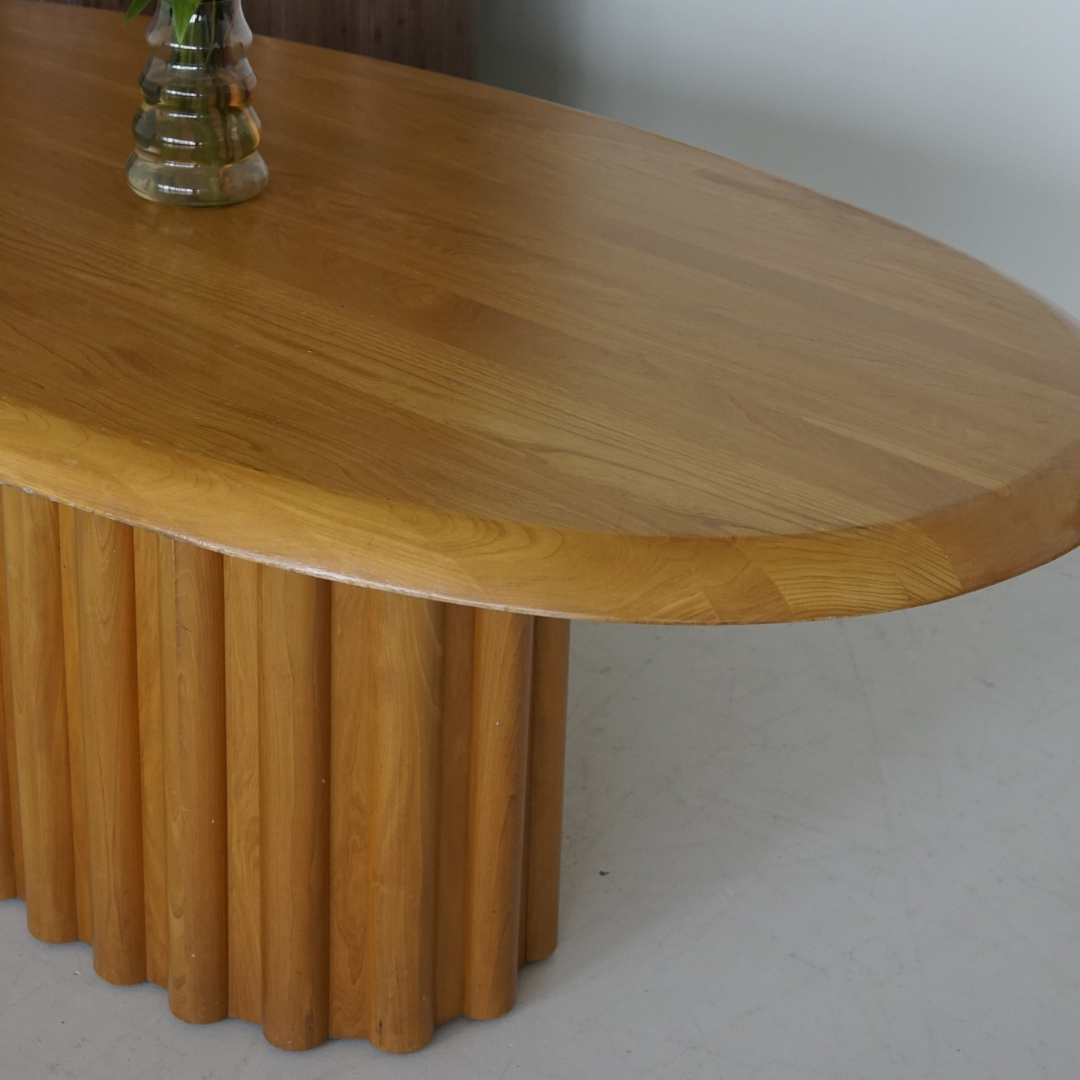 Large Sculptural Oak Dining Table by Meubles B. Brouillet Inc., 1986