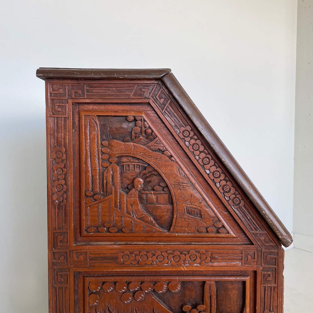 Hand Carved Chinese Secretary Desk, 1960's