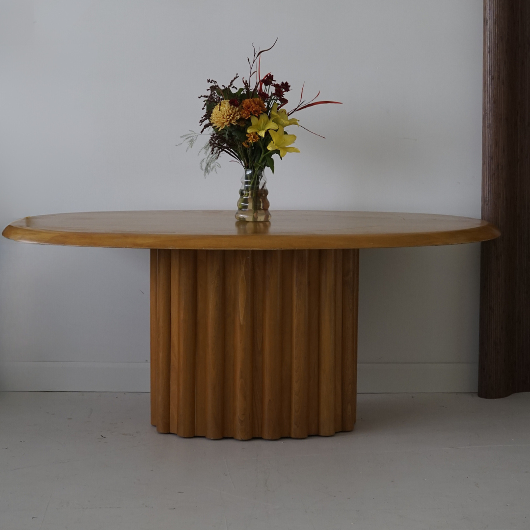 Large Sculptural Oak Dining Table by Meubles B. Brouillet Inc., 1986