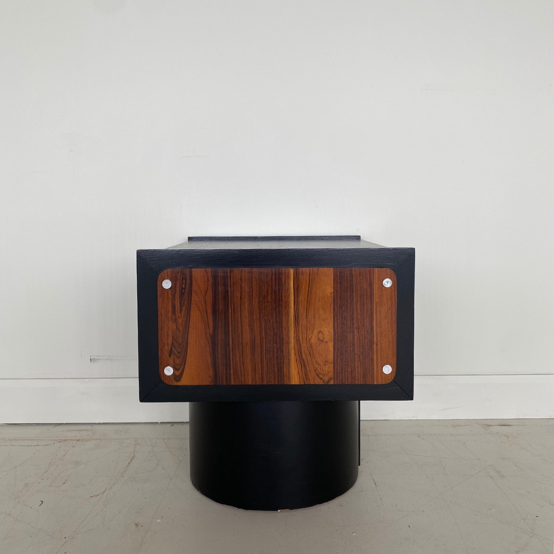 Vintage Elm Wood Nightstand by Henri Vallières.