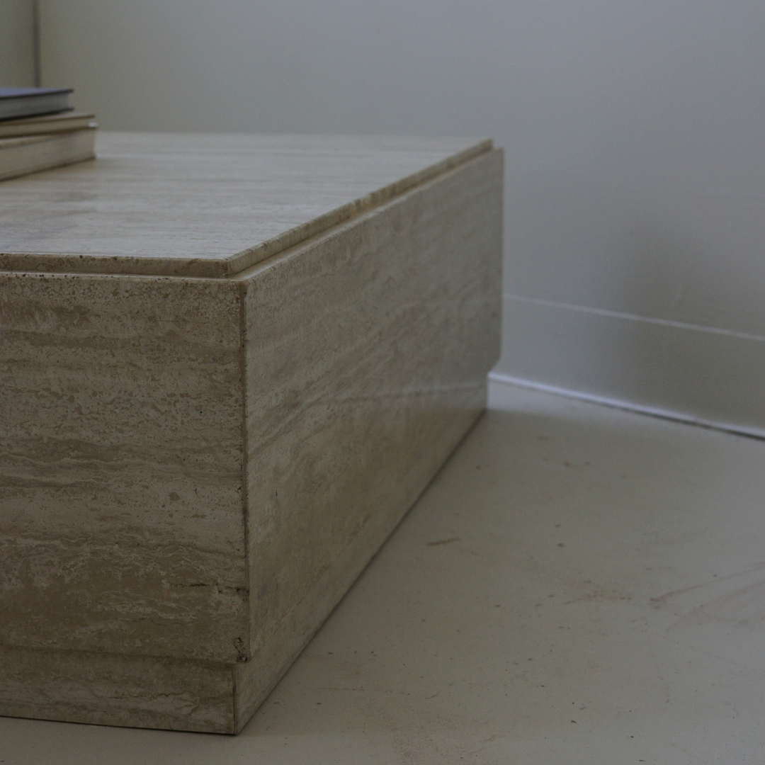 Vintage Travertine Square Block Coffee Table