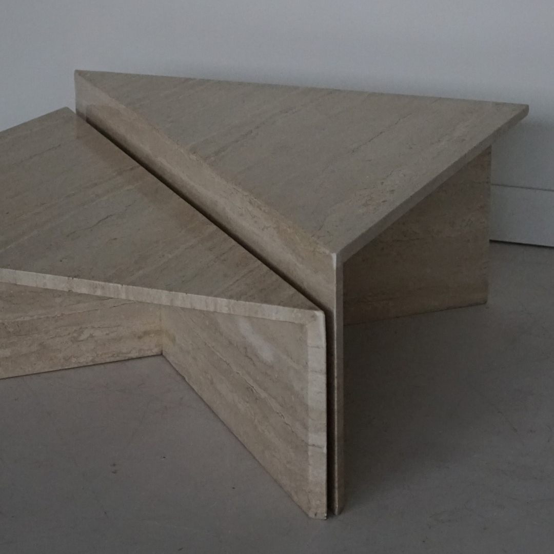 Two-Tier Origami Travertine Coffee Table