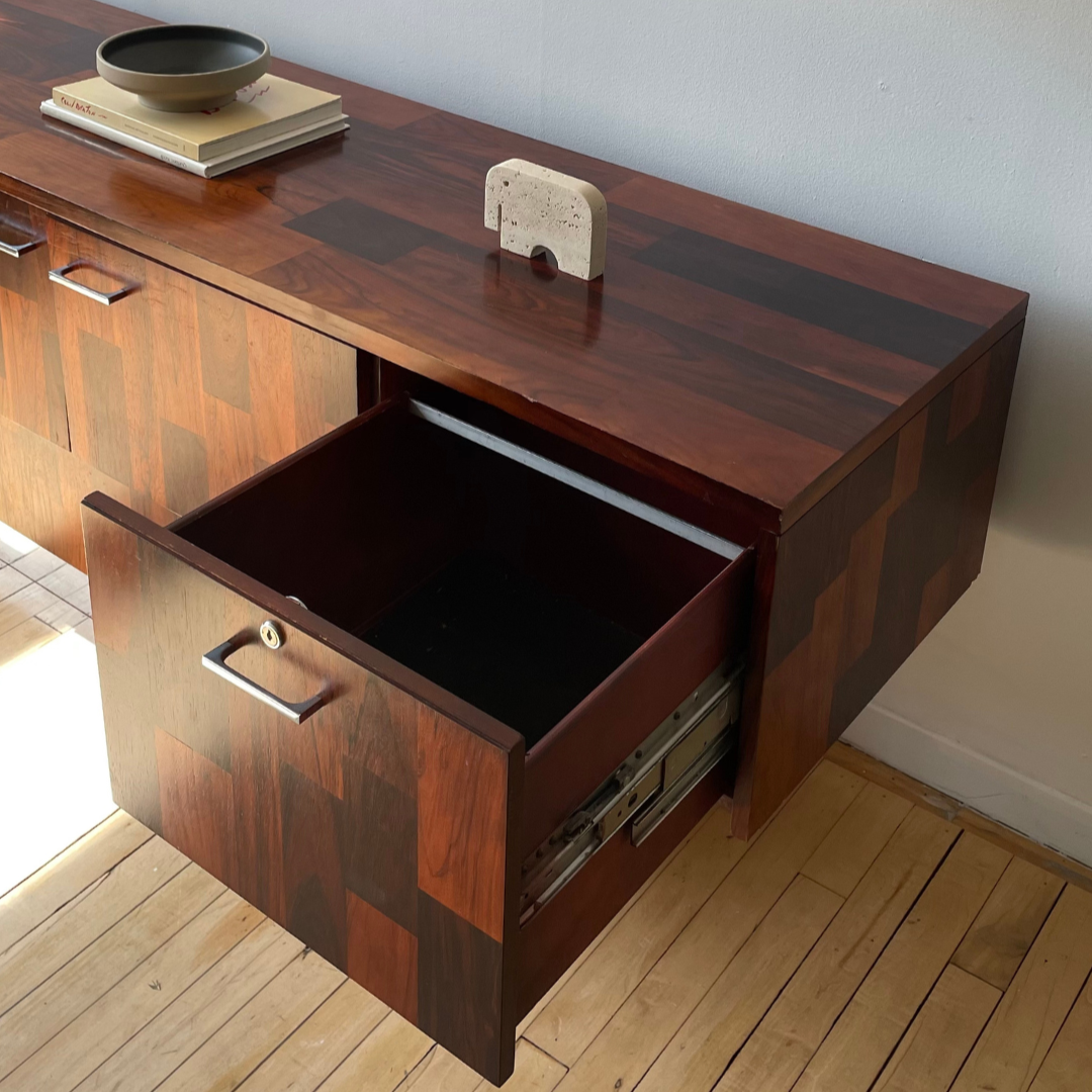 Rosewood Credenza with Chrome Details by Elite Interiors, Montreal, 1960's