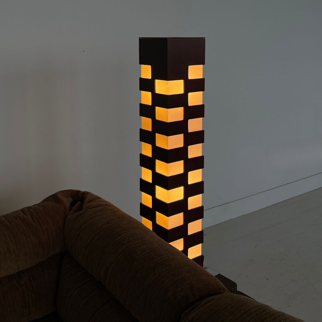 Floor Lamp with Geometric Paper Cutouts