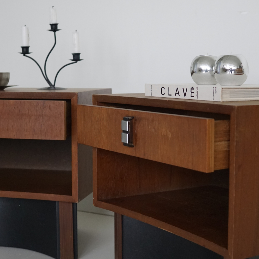 Pair of Teak Nightstands by RS Associates, 1970's