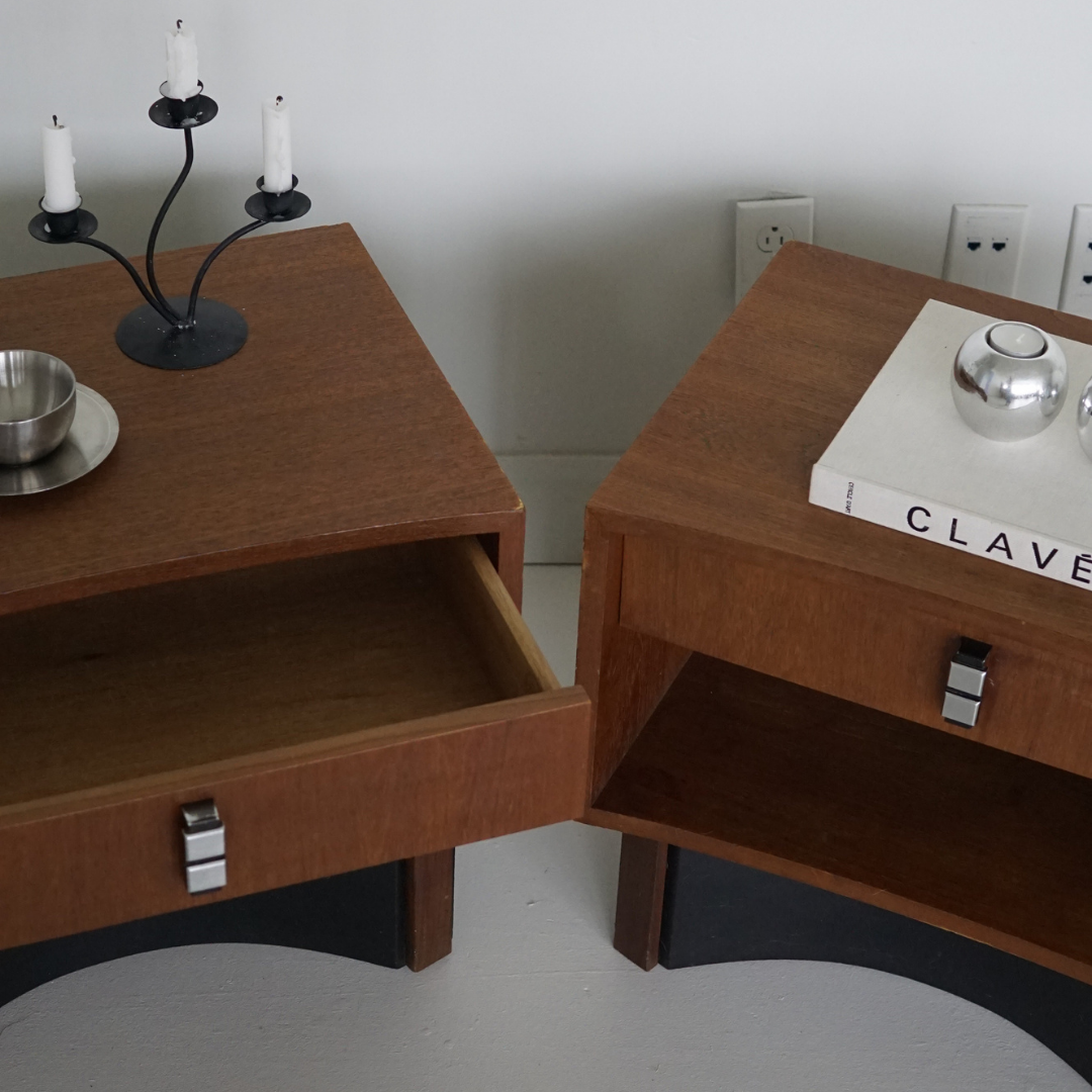 Pair of Teak Nightstands by RS Associates, 1970's