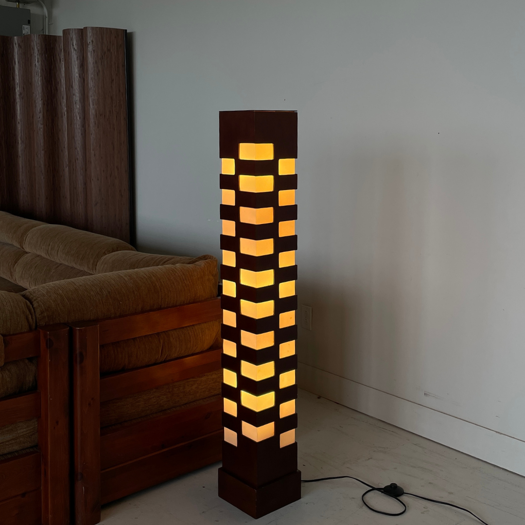 Floor Lamp with Geometric Paper Cutouts